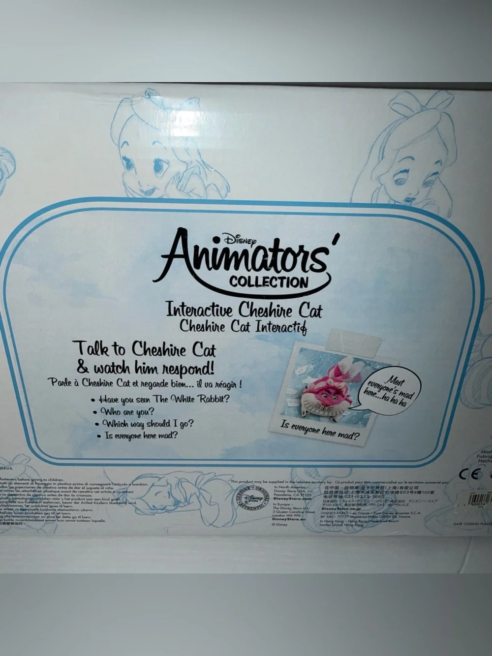 Disney Store Cheshire Cat Interactive Talking Plush Animator Collection Glow New